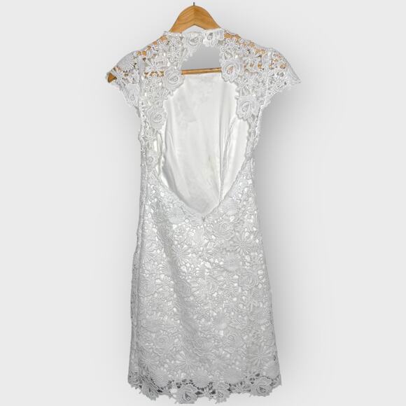 Lulus Romance Language Mini Dress XS | White Lace Backless Coquette Bachelorette - Picture 8 of 9